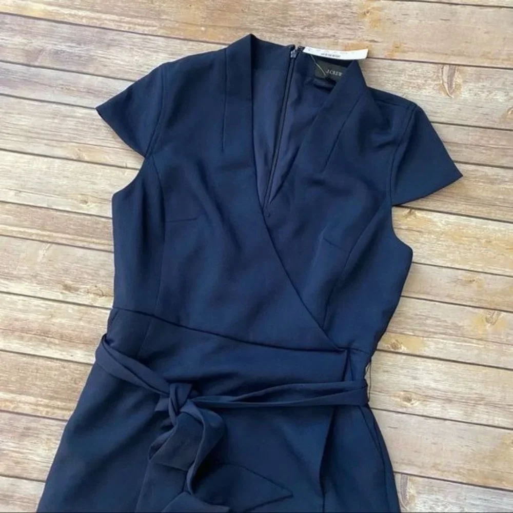 J. Crew Navy Wrap Sheath Midi Dress